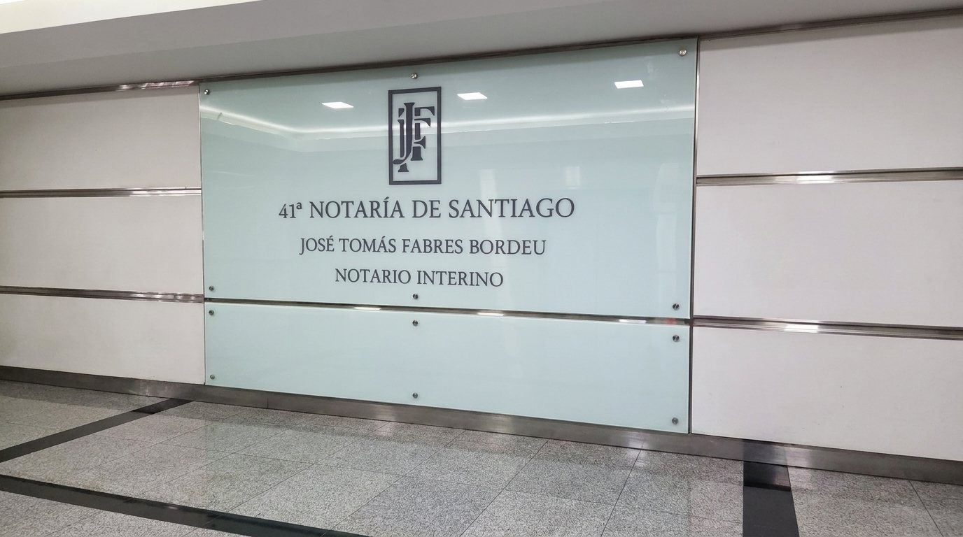 Señalética de la 41ª Notaría de Santiago: José Tomás Fabres Bordeu, notario interino